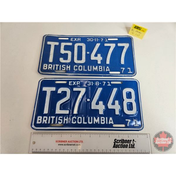 British Columbia Plates (2) : 1971 (6" x 12")