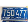Image 2 : British Columbia Plates (2) : 1971 (6" x 12")