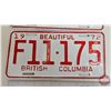 Image 2 : British Columbia Lic Plates (2) : 1972 (Pair) (6" x 12")