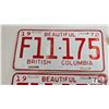 Image 3 : British Columbia Lic Plates (2) : 1972 (Pair) (6" x 12")