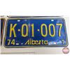 Image 6 : Alberta Lic Plates (5) : 1970; 1971; 1972; 1973; 1974 (6" x 12")