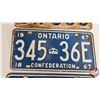Image 3 : Ontario Lic Plates (3): - 1934 (5-1/2" x 12") - 1967 Confederation (Pair) (6" x 12")