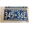 Image 4 : Ontario Lic Plates (3): - 1934 (5-1/2" x 12") - 1967 Confederation (Pair) (6" x 12")