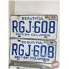 Image 2 : British Columbia Lic Plates (22) : 1960's-70's + (All Matching Sets) (See Pictures for Styles / Type