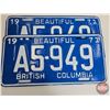 Image 6 : British Columbia Lic Plates (22) : 1960's-70's + (All Matching Sets) (See Pictures for Styles / Type