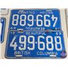 Image 7 : British Columbia Lic Plates (22) : 1960's-70's + (All Matching Sets) (See Pictures for Styles / Type