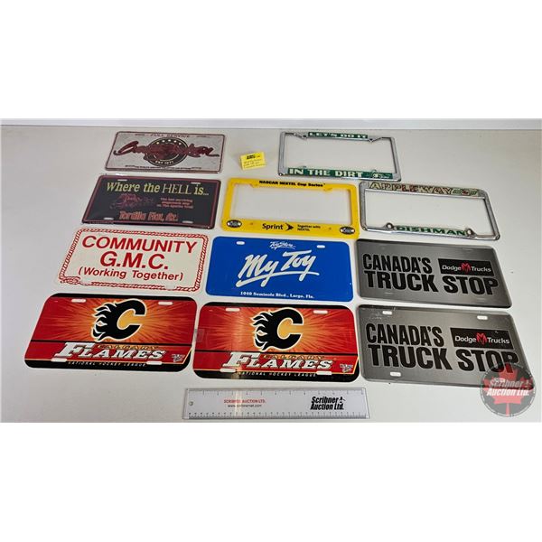 Promotional Lic Plates & Lic Plate Frames (11) : Incl Calgary Flames (See Pictures for Styles / Type