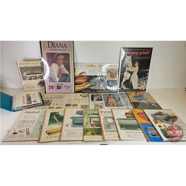 Newspaper/Magazine Clippings (Mounted / Wrapped + Binder) : Typewriter, Radio, TV Advertisements + P