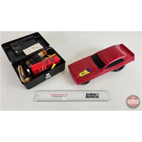 Gas Powered Drag Race Car "COX The Stinger" c/w Little Tool Box with Accessories (Car Measures: 4"H 