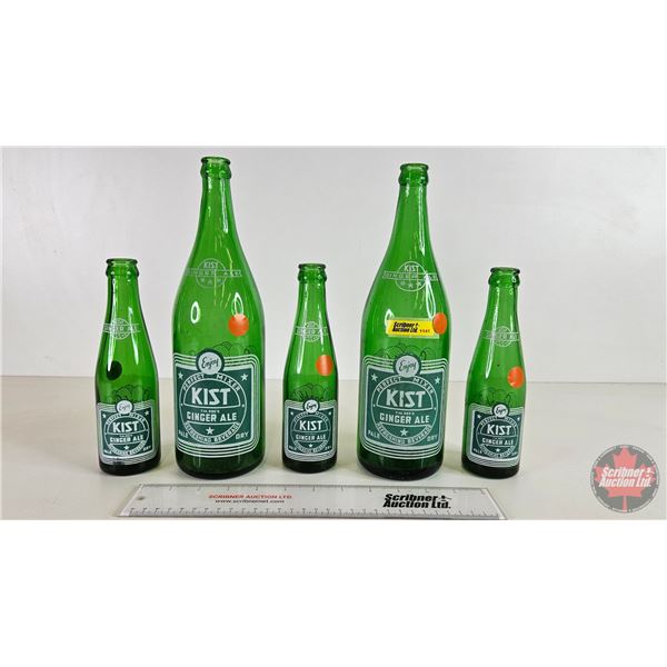 KIST Bottles (Green) (5) (White ACL) (Tallest Measures: 11-3/4"H)