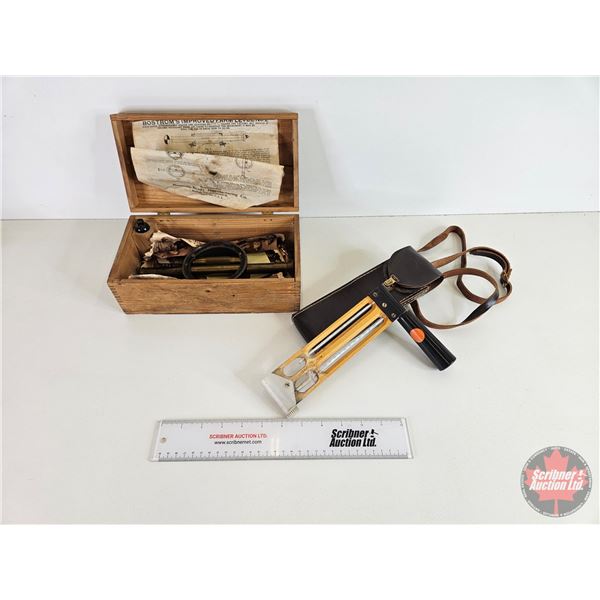 Bostrom's Improved Farm Level No. 2 in Wood Box & Sling Psychrometer in Holster (Wood Box Measures: 
