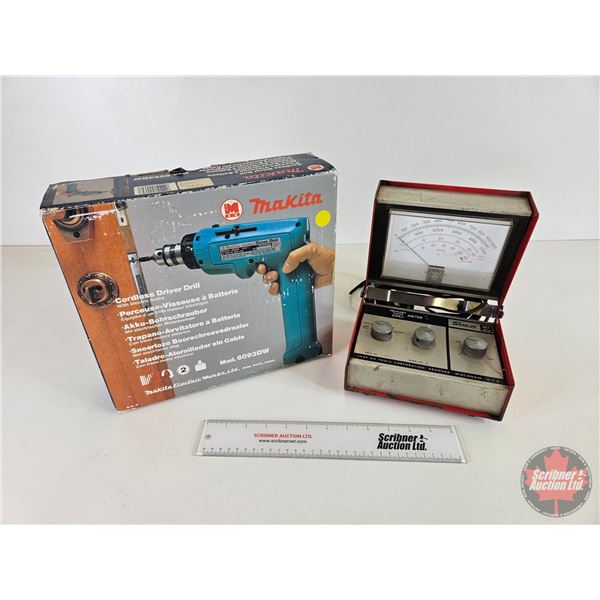 Snap-On Primary Tach & Dwell Meter & Makita Cordless Driver Drill w/Orig Box & Case (Drill Box Measu