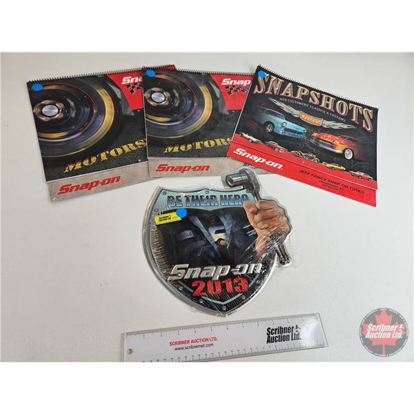 Snap-On Calendars (3) : 2005 & 2006 & Single Sided Tin Sign 2013 (Sign Measures: 12" X 11-1/4")