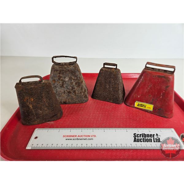 Cowbells (4) (Variety) (Largest Measures: 5"H)