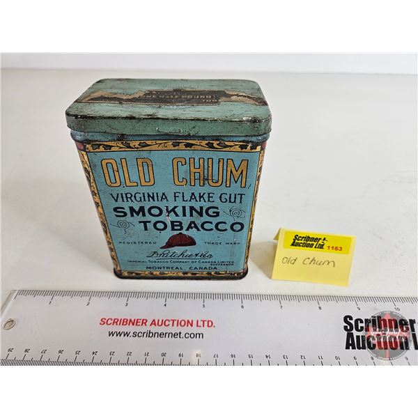 OLD CHUM Tobacco Tin (4-3/4"H x 4"W x 2-1/2"D)