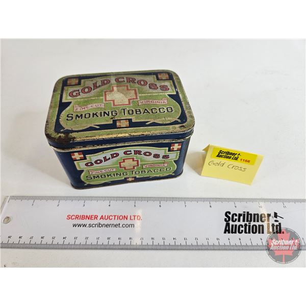 Gold Cross Tobacco Tin (3"H x 5"W x 3-3/4"D)
