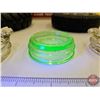 Image 3 : Smokers Collector Combo : Uranium Glass Ashtray Inserts ; Tire Ashtrays; Cigar Box; Ashtray Inserts 