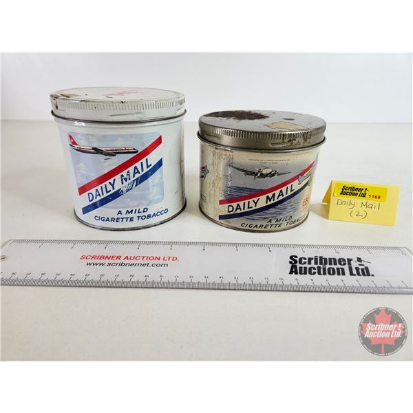 Daily Mail Tobacco Tins (2)  (Largest Measures: 4-1/4"H x 4-1/2"Dia)