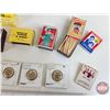 Image 5 : Matchbox Holders (2) & Sweet Caporal Pins (5) & Matchboxes  (Matchbox Holders each Measures : 6"H x 
