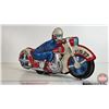 Image 4 : Vintage Friction Tin Toy "Patrol Police" Motorcycle (HAJI Japan) (7"H x 2-1/2"W x 13-1/2"L)