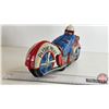 Image 6 : Vintage Friction Tin Toy "Patrol Police" Motorcycle (HAJI Japan) (7"H x 2-1/2"W x 13-1/2"L)