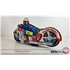 Image 8 : Vintage Friction Tin Toy "Patrol Police" Motorcycle (HAJI Japan) (7"H x 2-1/2"W x 13-1/2"L)