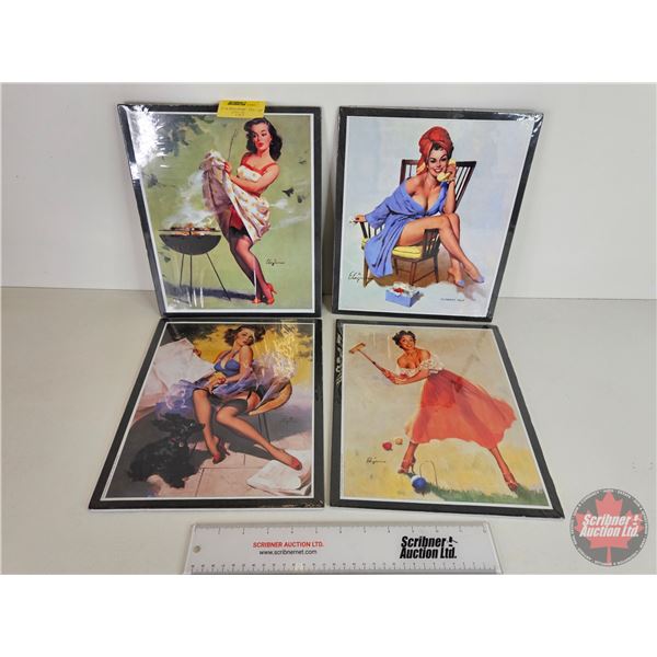 Pin-Up Girl Prints (4) (on Back Boards)  (Back Boards 12" x 10")