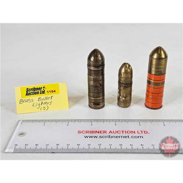 Bullet Lighters (Brass) (3) (Longest Measures: 2-7/8")
