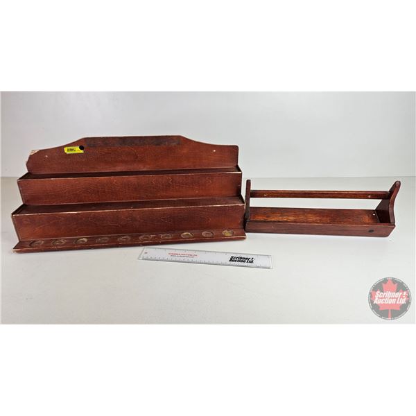 Wooden Hanging Spice Racks (2) (Largest Measures : 9-1/2"H x 23"W x 7"D)