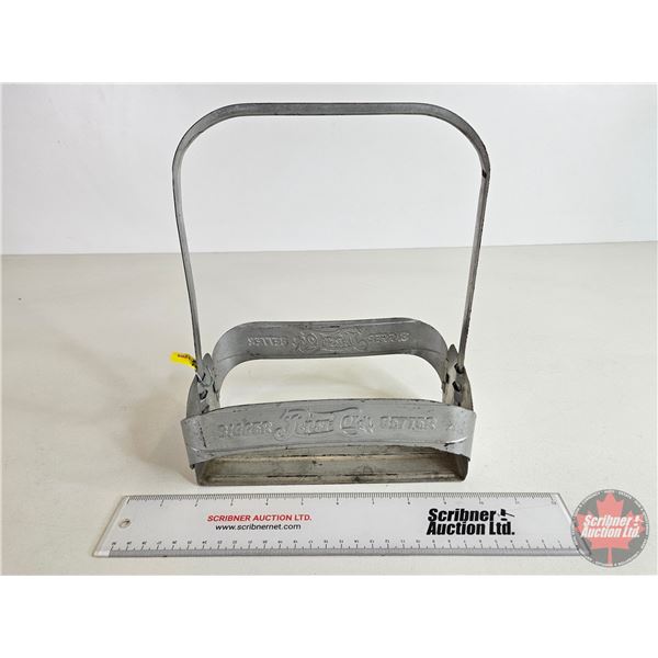 Aluminum "Pepsi:Cola" Double Dot 6 Pack Carrier : "Bigger Pepsi:Cola Better"  (10"H x 8"W x 4-3/4"D)