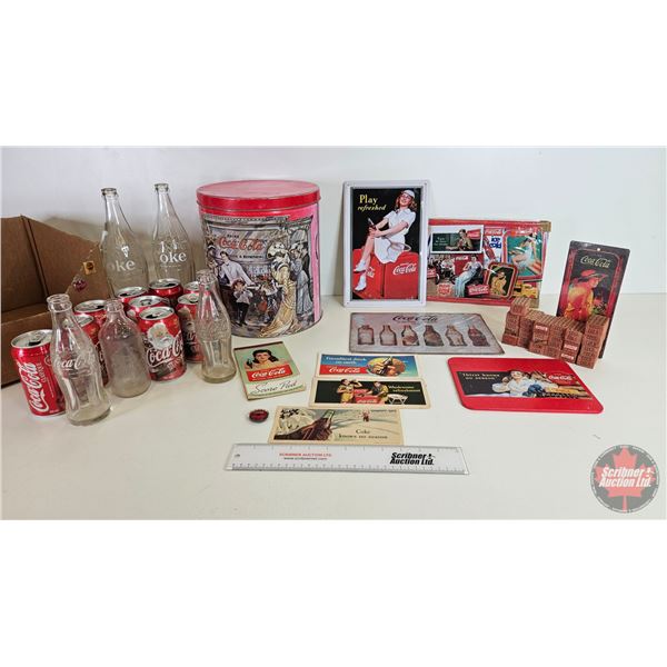 Coca-Cola Collection :  - Large Metal Cannister (11-1/2"H x 10"Dia) - Custom Made Model Coca-Cola Cr