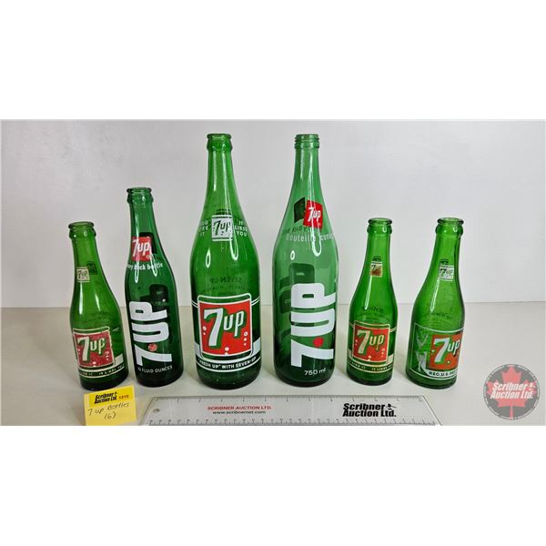 7-Up Bottle Collection (6)  (Tallest Measures : 12"H)