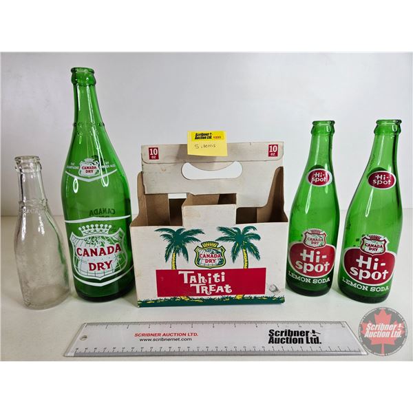 CANADA DRY Collection : Bottles (4) & Tahiti Treat Carrier  (Tallest Bottle Measures : 12"H)