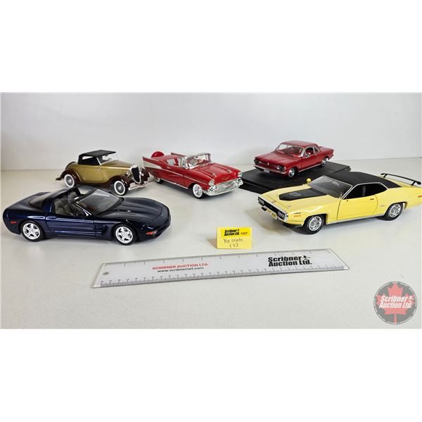 Die-Cast Car Models (Scale 1:18) (5) - Plymouth GTX (Missing Mirror) - Chevrolet Corvair  - Chevrole