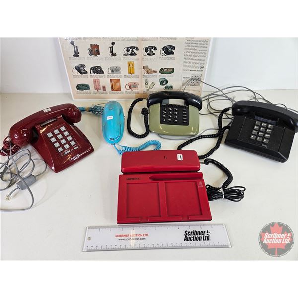 Vintage Phone Collection (5) w/Magazine Ad