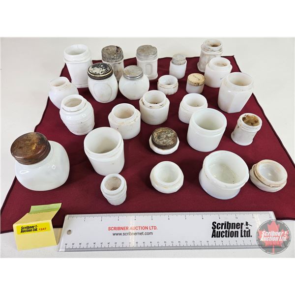 Milk Glass Jars (22) (Tallest Measures : 3-3/4"H)