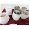 Image 6 : Milk Glass Jars (22) (Tallest Measures : 3-3/4"H)