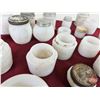 Image 7 : Milk Glass Jars (22) (Tallest Measures : 3-3/4"H)
