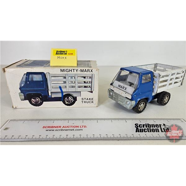 Mighty-Marx Stake Truck : 1970's c/w Original Box (Box Measures : 3-1/4"H x 6-3/4"W x 3-1/2"D)