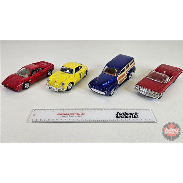 Die-Cast Cars (4) - Impala - Woody Wagon - Porsche - Ferrari (Scale 1:24)