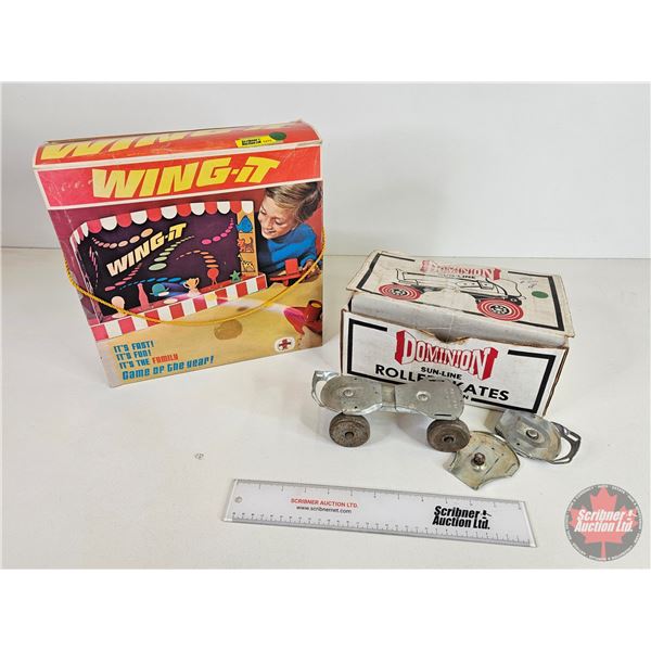 Collector Combo: "Wing-It" Shooting Gallery Game & Dominion Roller Skate with Orig Box (Note: Only o