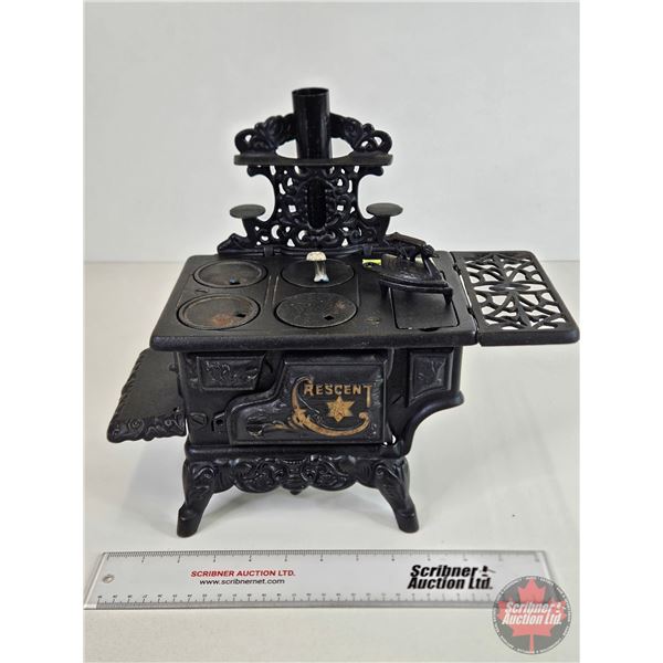 Antique Miniature Cast Iron Toy Stove "Crescent " w/Iron/Trivet/Lifter (11-1/2"H x 13-1/2"W x 7"D)