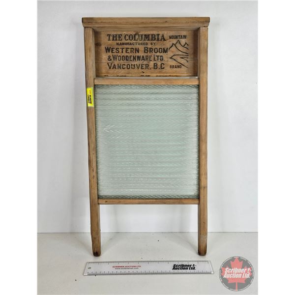 Antique Washboard Board "The Columbia Mountain" (Glass Type) (24"H x 12"W)