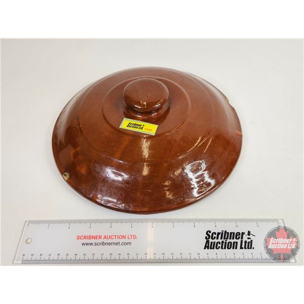 Crock Lid (Note : Chipped) (Measures : 11-1/2" Dia)