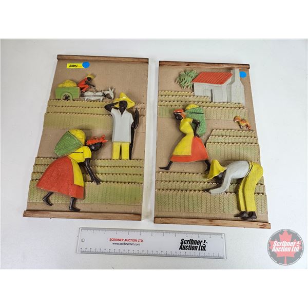 Chalkware Wall Art (2) : (Each Measures: 17" x 9-3/4")