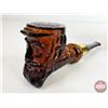 Image 7 : Collector Combo: Brass Lion Head Jardiniere, Avon Pipe, Coppercraft Hat Ashtray, Cigarette Case (Jar