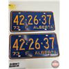 Image 3 : Alberta Lic Plates (4) : 2 Matching Sets - 1967 Set - 1973 Set (All 6" x 12")