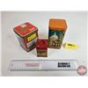 Image 1 : Tins (3) : Tea & Curry (Largest Measures: 5-1/2" x 3" x 3")