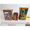 Image 3 : Tins (3) : Tea & Curry (Largest Measures: 5-1/2" x 3" x 3")