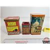 Image 4 : Tins (3) : Tea & Curry (Largest Measures: 5-1/2" x 3" x 3")